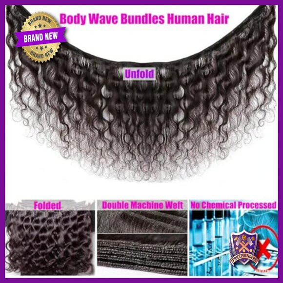12A Human Hair Extensions Body Wave Bundles 18-22+16in 5x5 HD Lace Closure